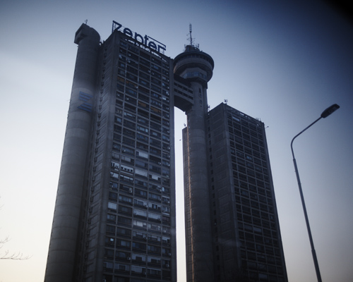 Genex tower. The cylindrical element in the summit had to be a revolving restaurant. It has never opened. Belgrade.